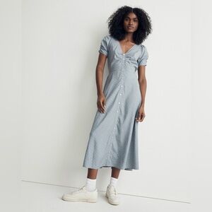 Madewell Leedra Button-Front Midi Dress in Dot, Size 10, NWT